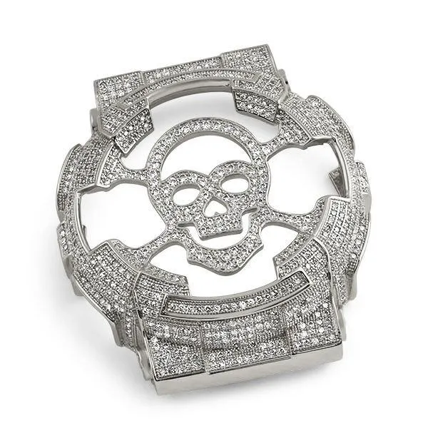 Custom Skull CZ Rhodium Case for Casio G Shock GA100