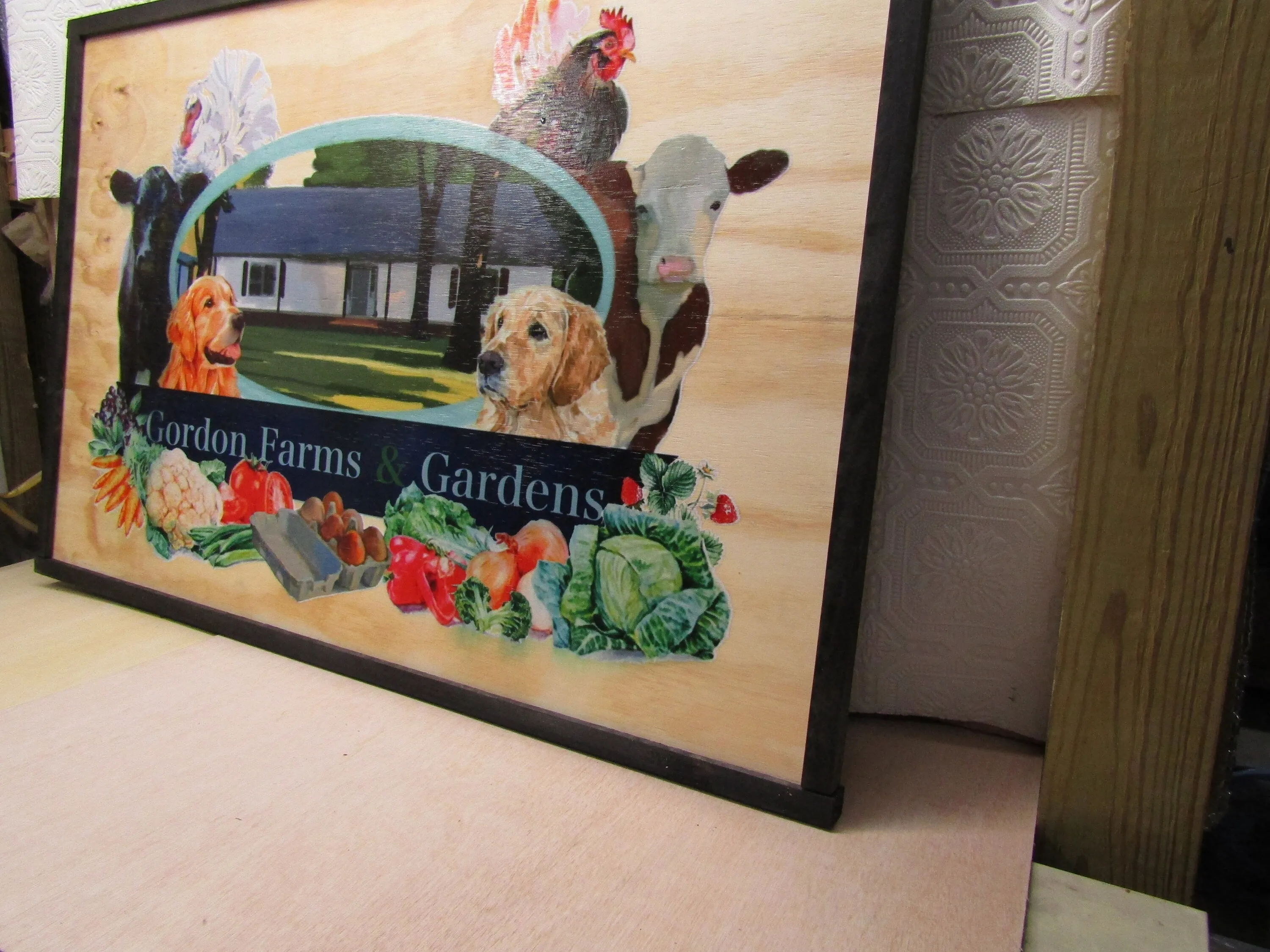 Custom Wood Sign Uvprinted Image Raised off Backer Framed Farm Home Garden Ranch Animals Detailed Handmade Wood Floral Your Image Logo Large