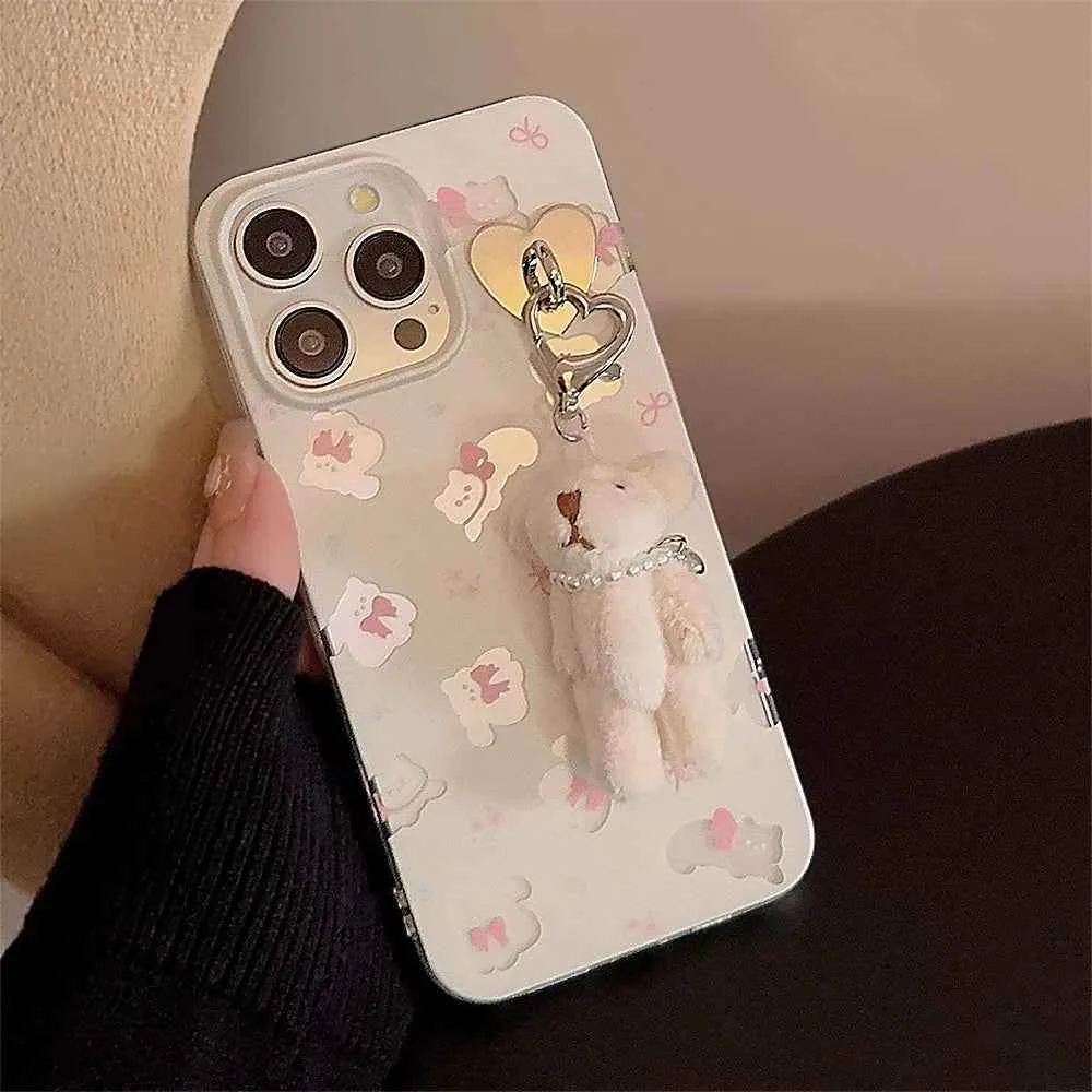 Cute Phone Cases for iPhone 15, 14, 13, 12, and more - Bowknots, Playful Cats, and a Fun 3D Bear Pendant - TSP356