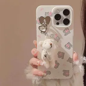 Cute Phone Cases for iPhone 15, 14, 13, 12, and more - Bowknots, Playful Cats, and a Fun 3D Bear Pendant - TSP356