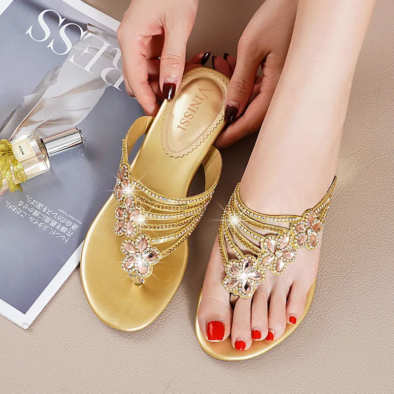 Dazzling Crystal Evening Flip Flops for Women