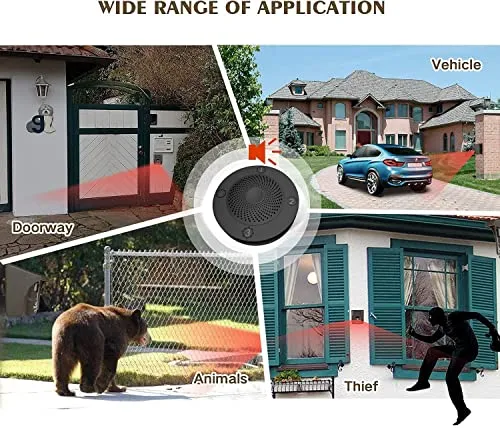 eMACROS 1/2 Mile Long Range Solar Wireless Driveway Alarm Outdoor Weather Resistant Motion Sensor & Detector-Security Alert System-Monitor & Protect Outside Property