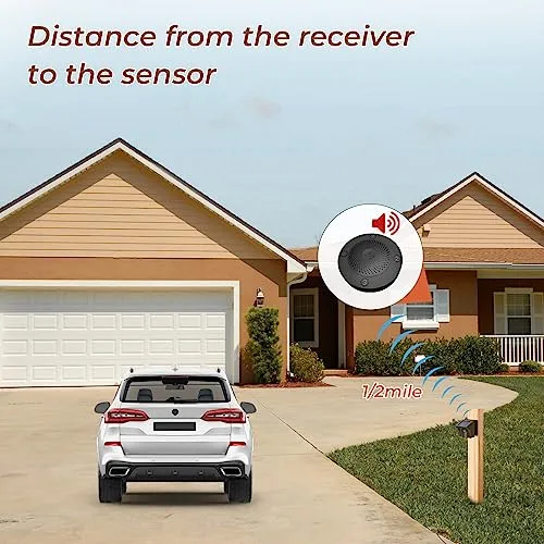 eMACROS 1/2 Mile Long Range Solar Wireless Driveway Alarm Outdoor Weather Resistant Motion Sensor & Detector-Security Alert System-Monitor & Protect Outside Property