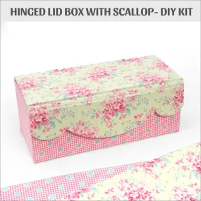 Fabric hinged lid box with scallop front DIY kit, cartonnage kit 198a, members only