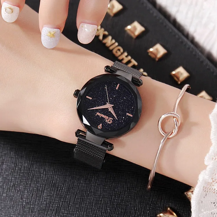 Fashion Starry Dial Mesh Strap Women's Watch