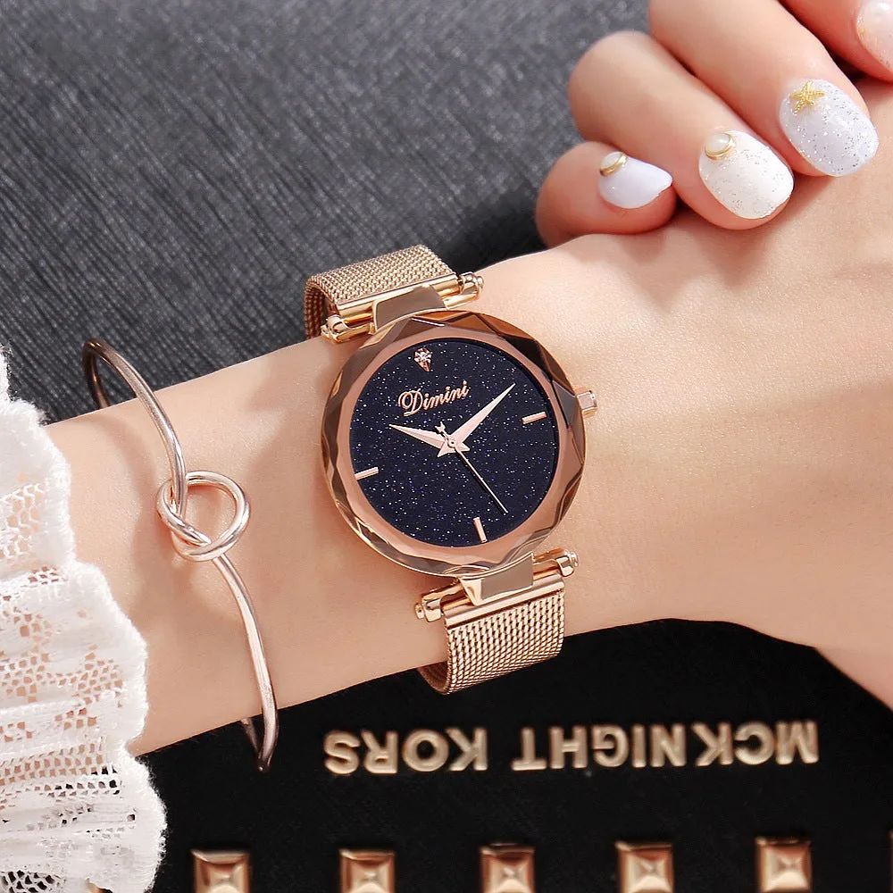 Fashion Starry Dial Mesh Strap Women's Watch