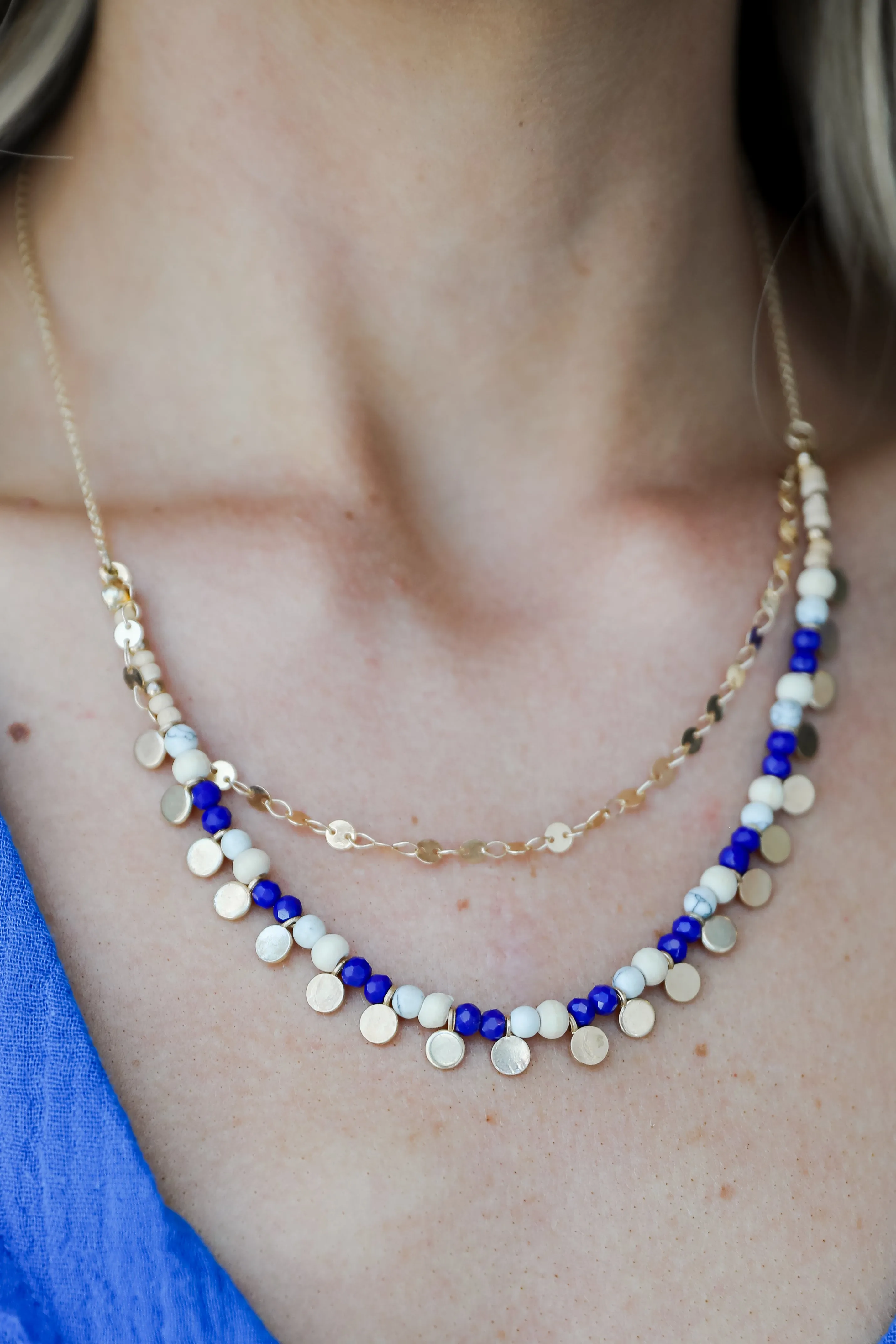 FINAL SALE - Aspen Blue Beaded Layered Necklace