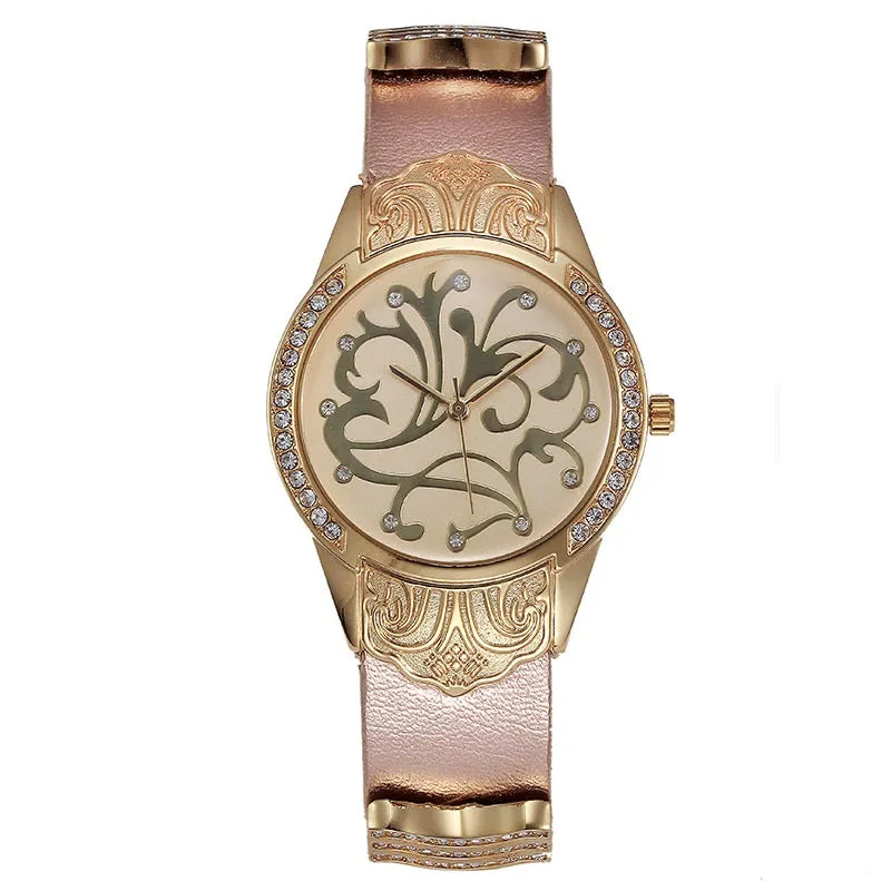 Flower Pattern Waterproof Women's Watch