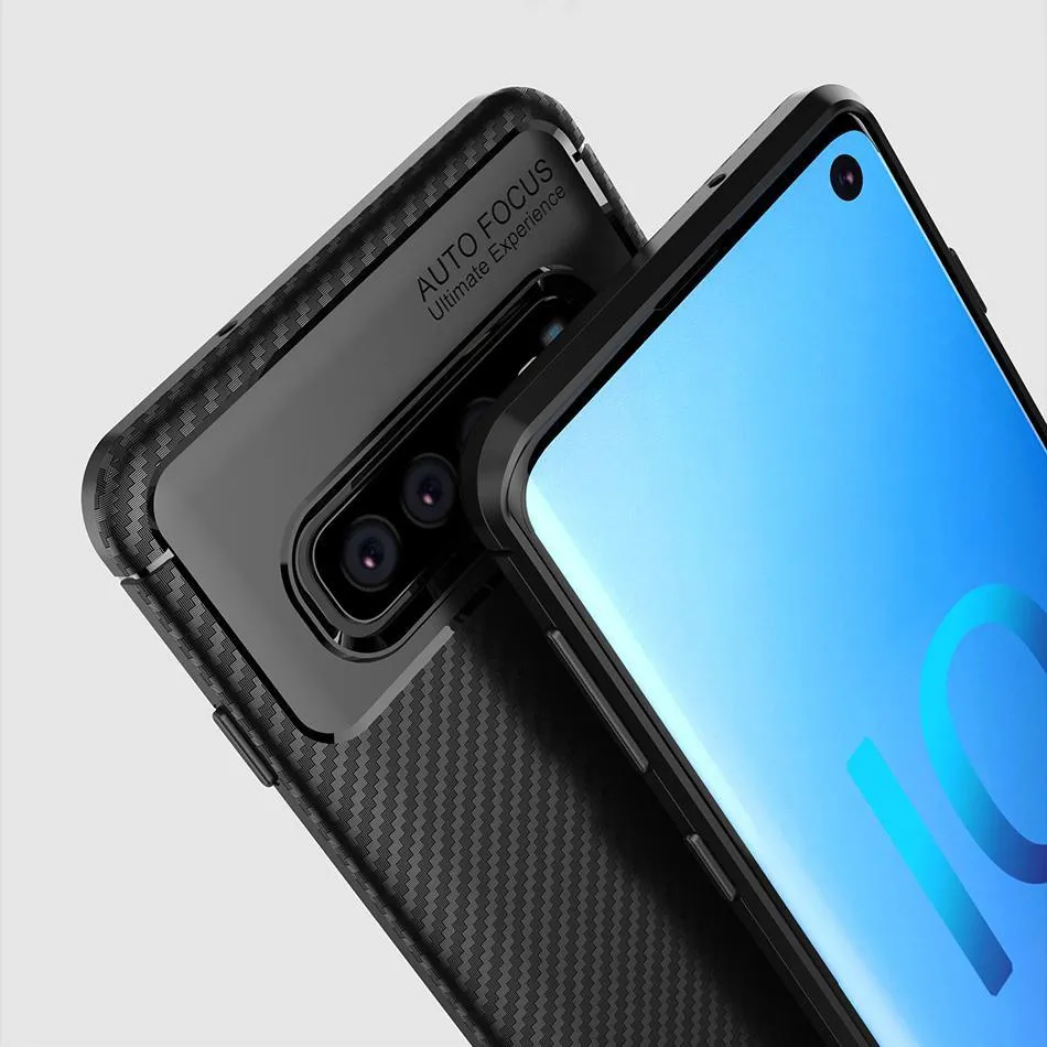 Galaxy S10 Plus Frosted Carbon Fiber Shockproof Soft Case