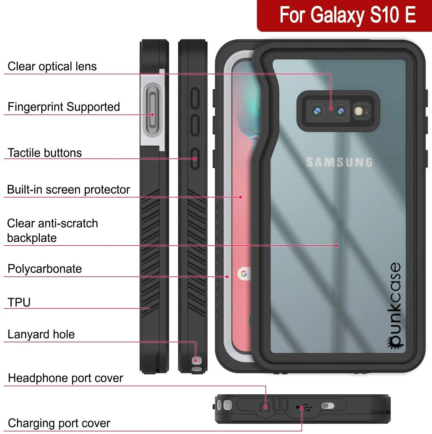 Galaxy S10e Water/Shock/Snow/dirt proof Punkcase Slim Case [White]