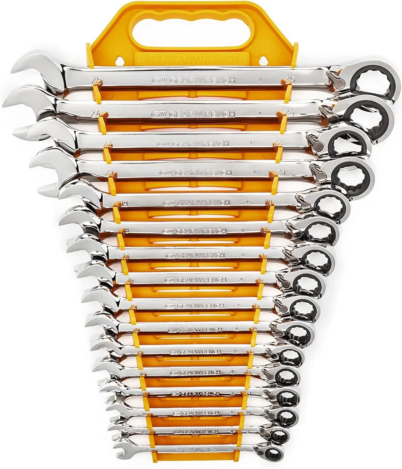 GEARWRENCH 16 Piece 72-Tooth 12 Point Reversible Ratcheting Combination Metric Wrench Set