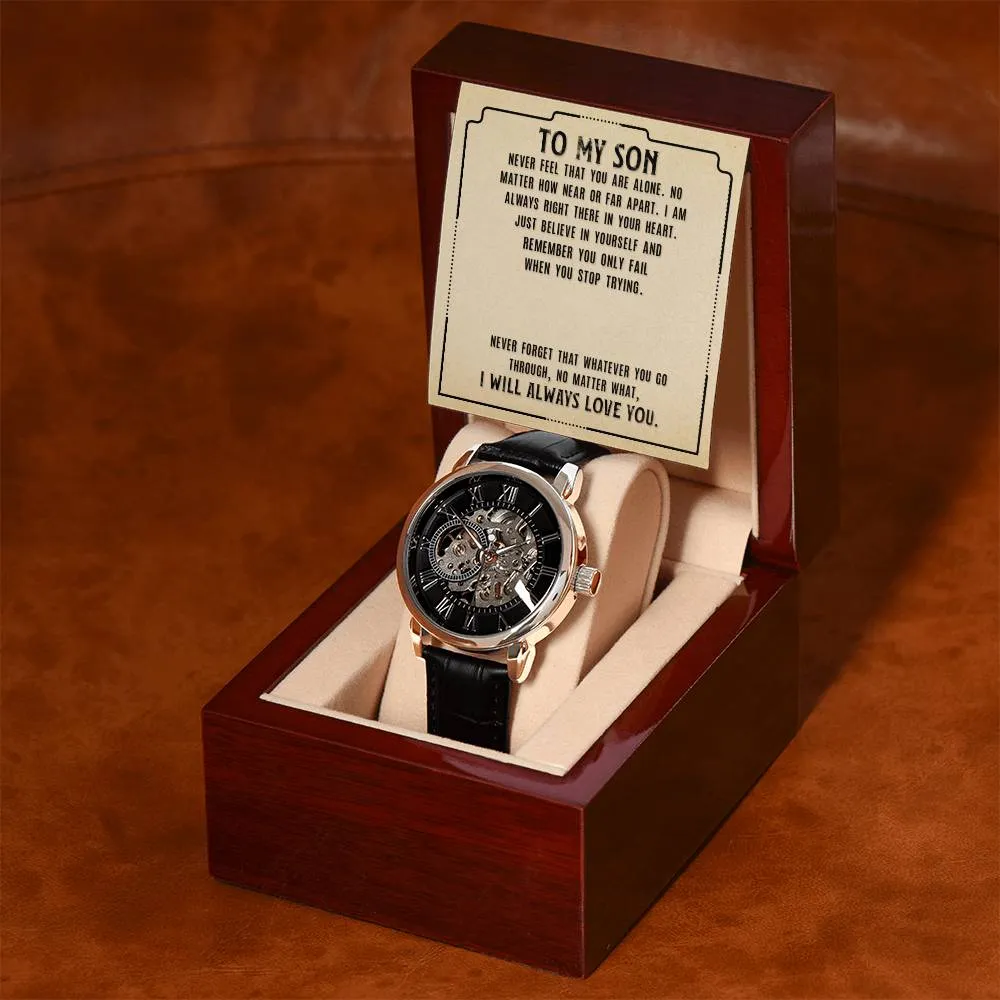 Gift for Son Watch Openwork Luxury Watch Gift for Son with Message Card