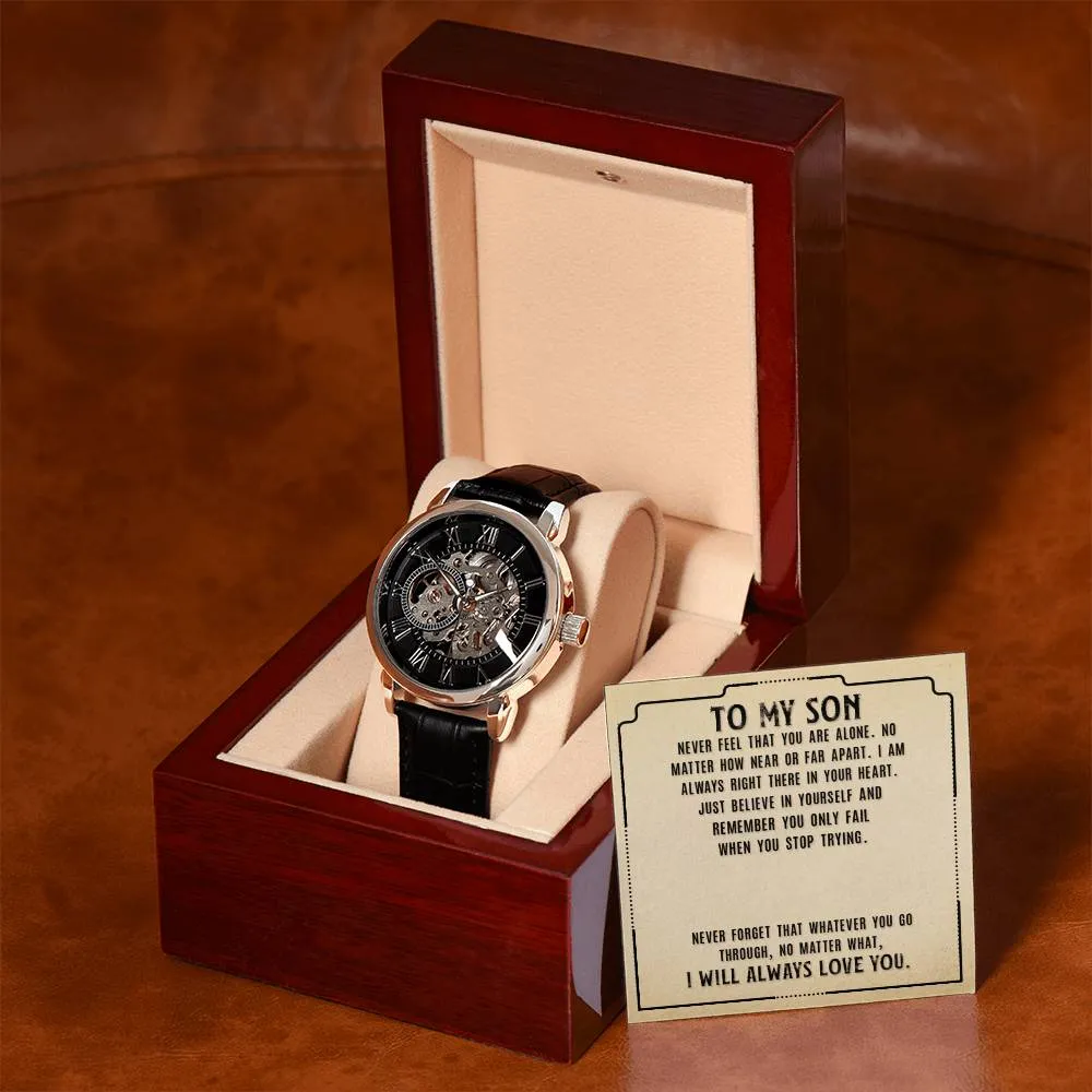 Gift for Son Watch Openwork Luxury Watch Gift for Son with Message Card