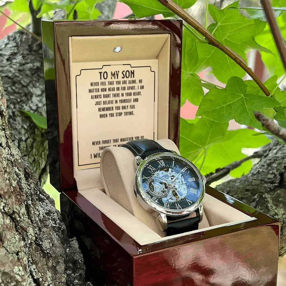 Gift for Son Watch Openwork Luxury Watch Gift for Son with Message Card