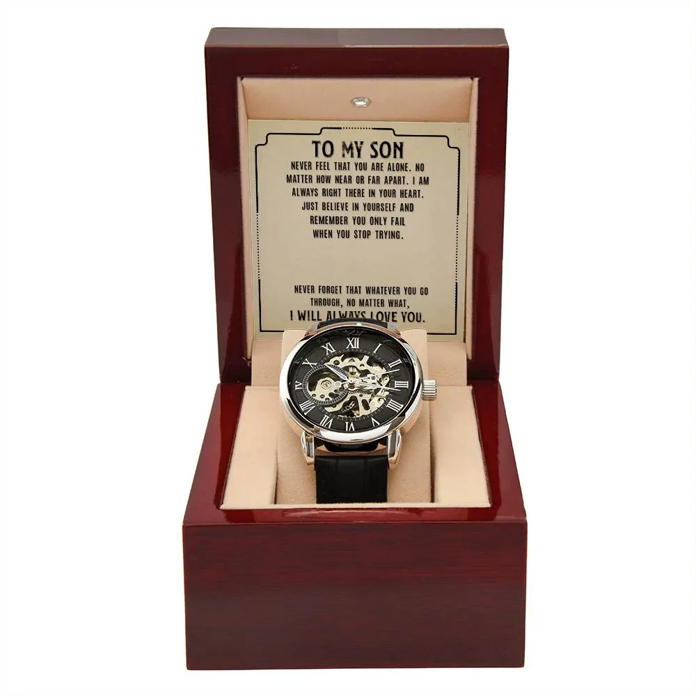 Gift for Son Watch Openwork Luxury Watch Gift for Son with Message Card