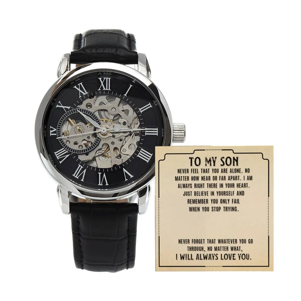 Gift for Son Watch Openwork Luxury Watch Gift for Son with Message Card