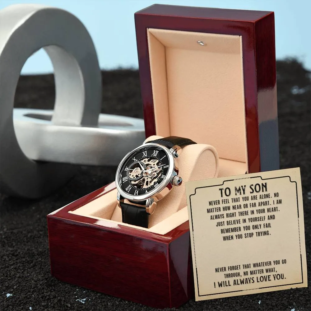 Gift for Son Watch Openwork Luxury Watch Gift for Son with Message Card