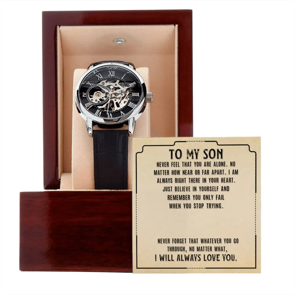 Gift for Son Watch Openwork Luxury Watch Gift for Son with Message Card