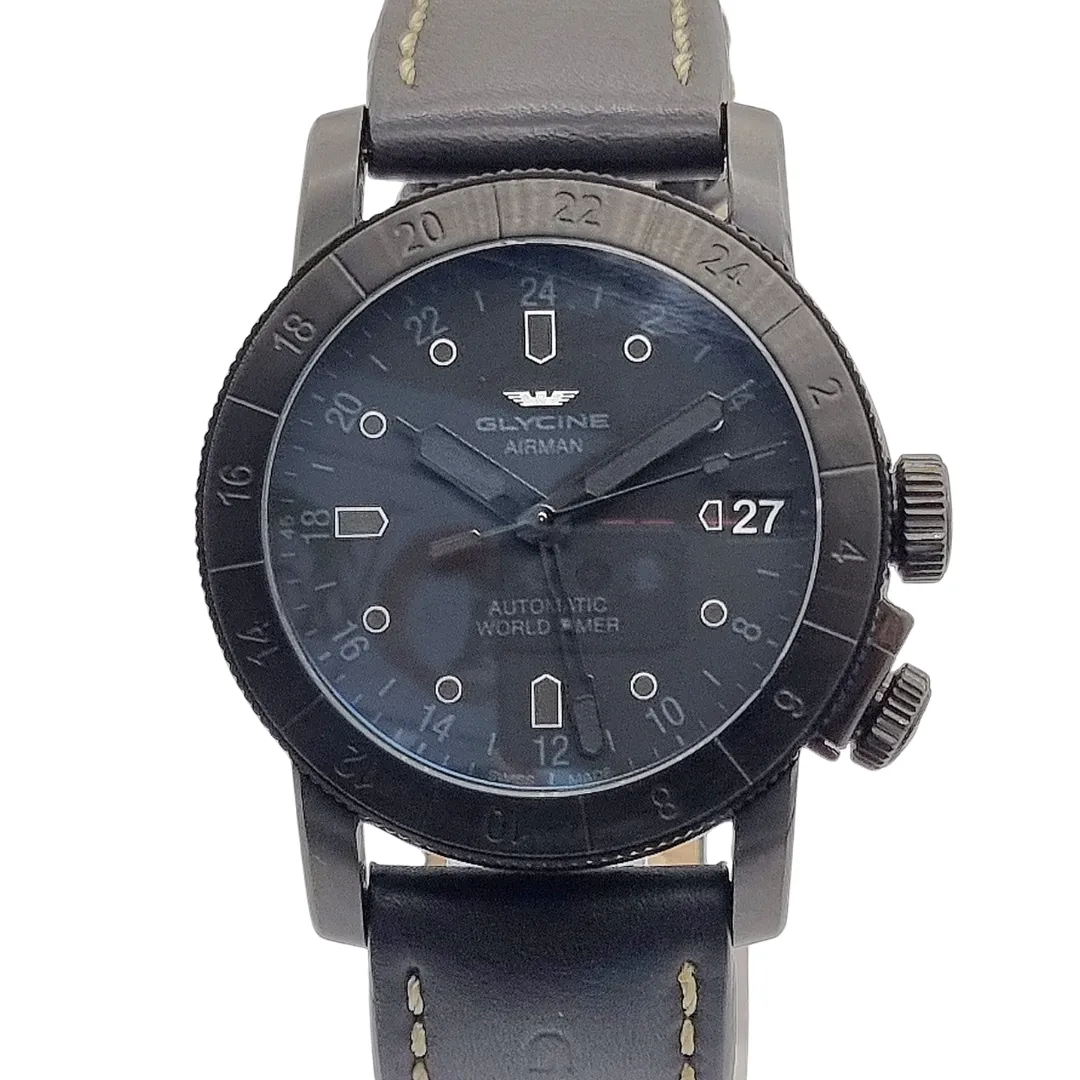 GLYCINE Airman 46 Automatic World Timer GMT Ref. GL0169 BLACK PVD 46mm