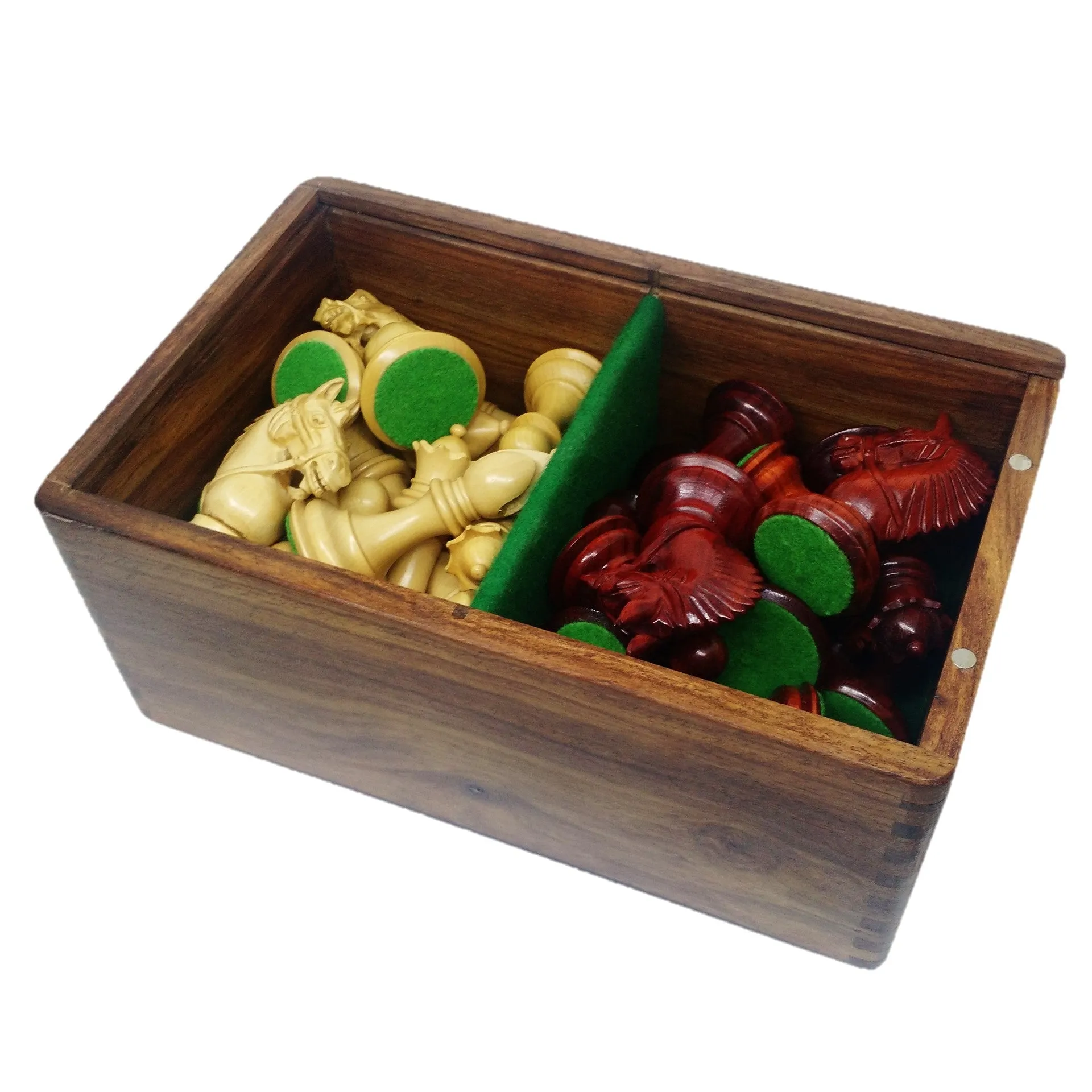 Golden Rosewood Chess Pieces Storage Box For 3 to 4 inch chessmen set