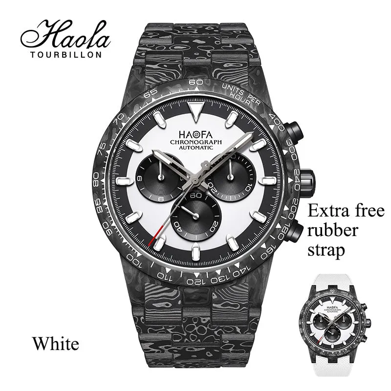 HAOFA 2366-1 Full Carbon Fiber Automatic Chronograph Movement Screw-in crown Watch