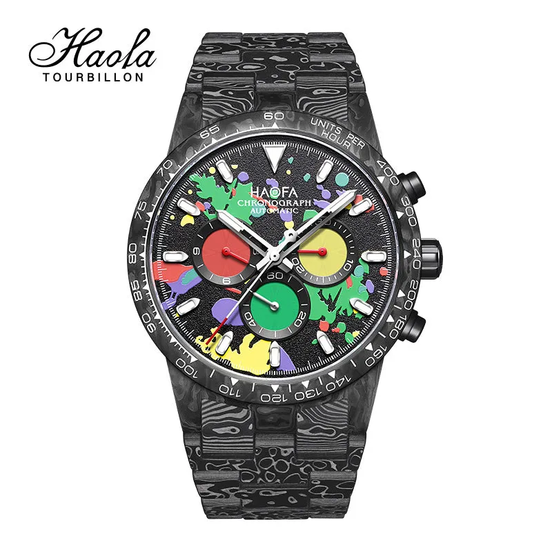 HAOFA 2366-1 Full Carbon Fiber Automatic Chronograph Movement Screw-in crown Watch