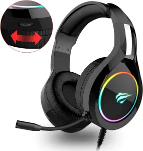 havit RGB Wired Gaming Headset PC USB 3.5mm XBOX / PS4 / PS5 Headsets with 50MM Driver, Surround Sound & HD Microphone, XBOX Computer Laptop, Black