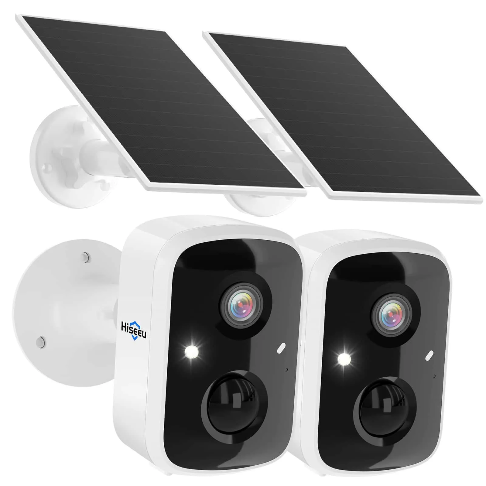 Hiseeu Solar Camera Security Outdoor, 2 Pack 100% Wireless 3K 4MP   2 Pcs 64G SD card