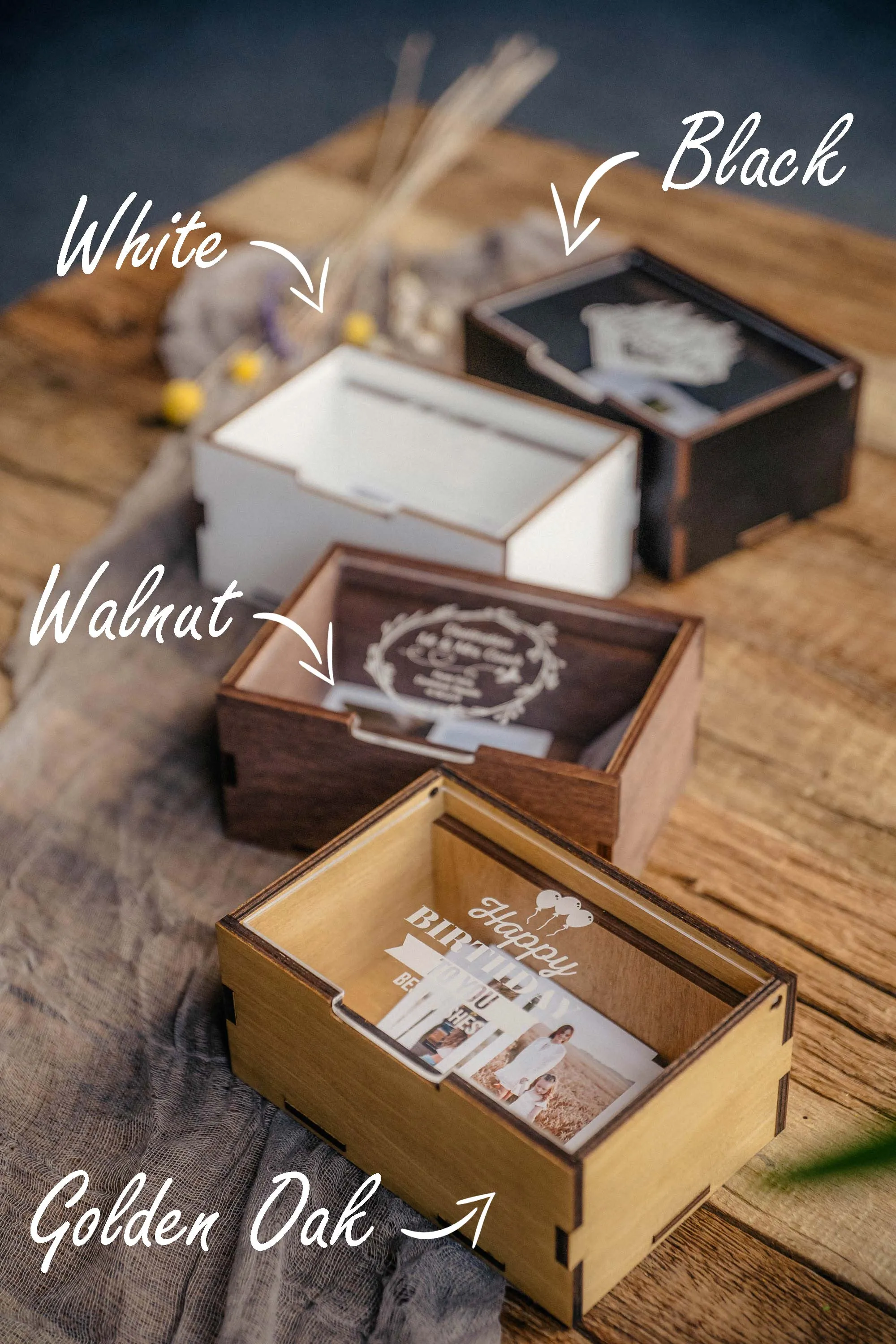 Instax Print Wood Box - Instax Mini Film Storage Box for 200  Fujifilm Polaroid Instax Photo (8.6 x 5.4 cm)