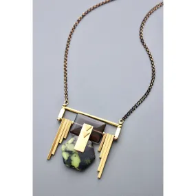 Jasper and smokey quartz Artdeco necklace