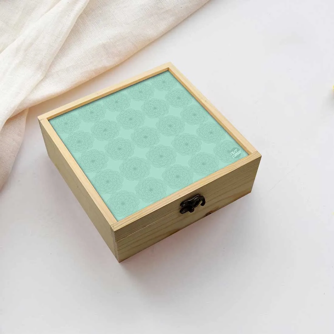 Jewellery Box Makepup Organizer -  Green Flower