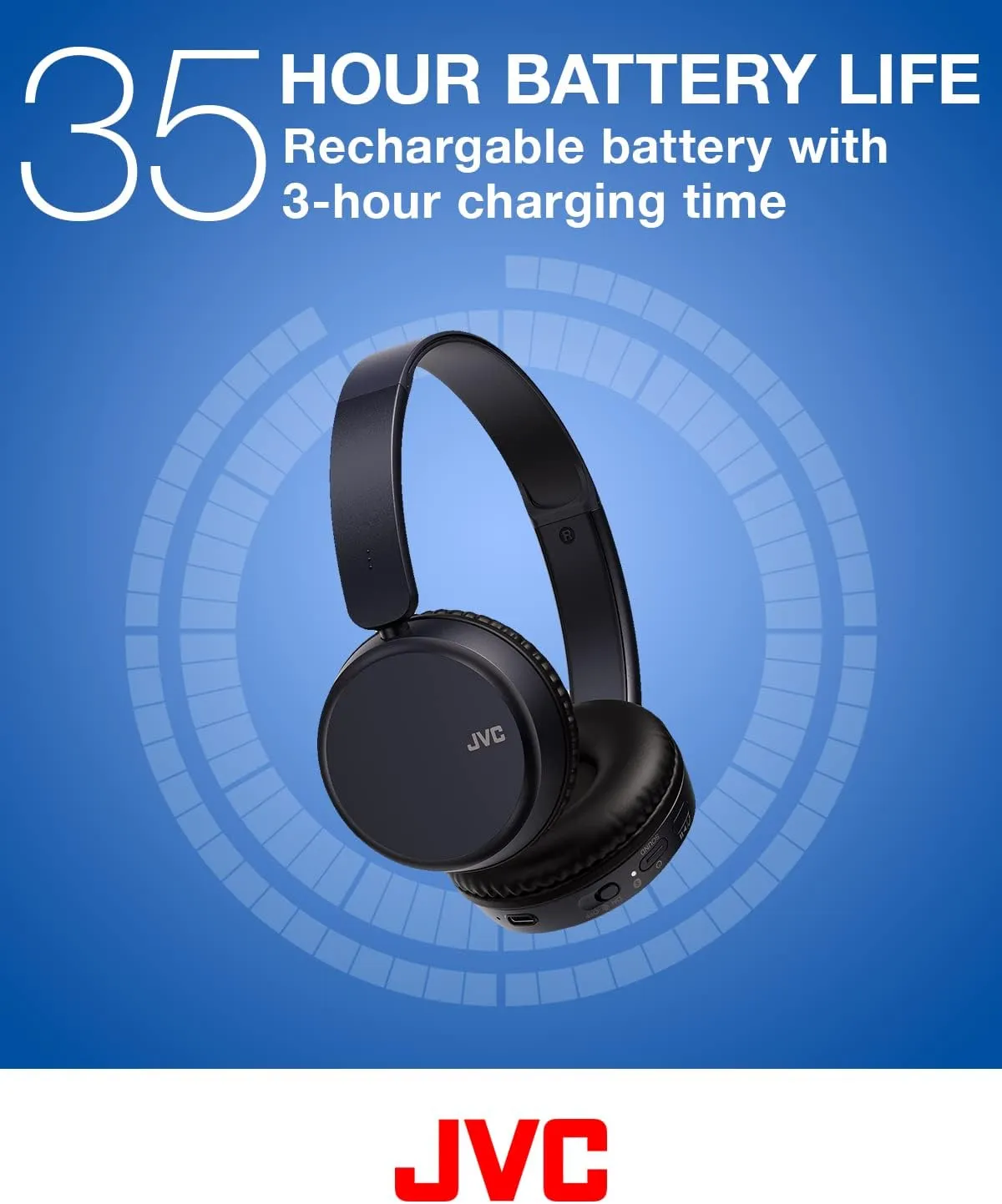 JVC HA-S36WA Bluetooth 5.2 Over-Ear Headphones - Lightweight, Blue