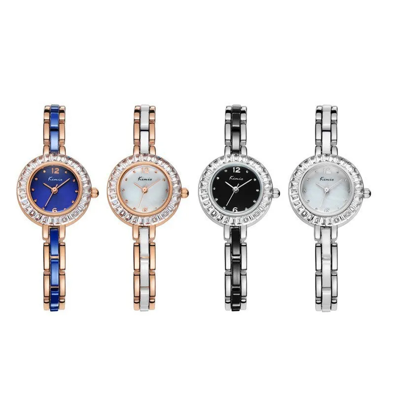 KIMIO New Women Watch Fashion Analog Display Quartz Watch Women Luxury Brand Rhinestone Dress Watches