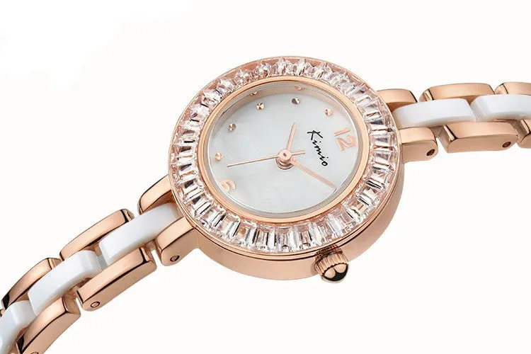 KIMIO New Women Watch Fashion Analog Display Quartz Watch Women Luxury Brand Rhinestone Dress Watches