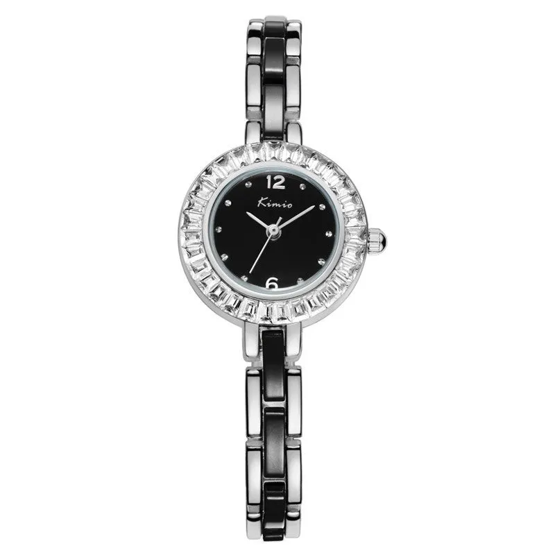 KIMIO New Women Watch Fashion Analog Display Quartz Watch Women Luxury Brand Rhinestone Dress Watches