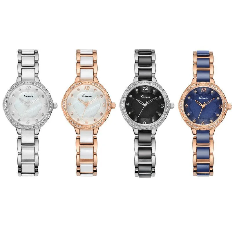 KIMIO New Women Watch Luxury Brand Watch Analog Display Luxury Rhinesone Case Fashion Casual Quartz Watch