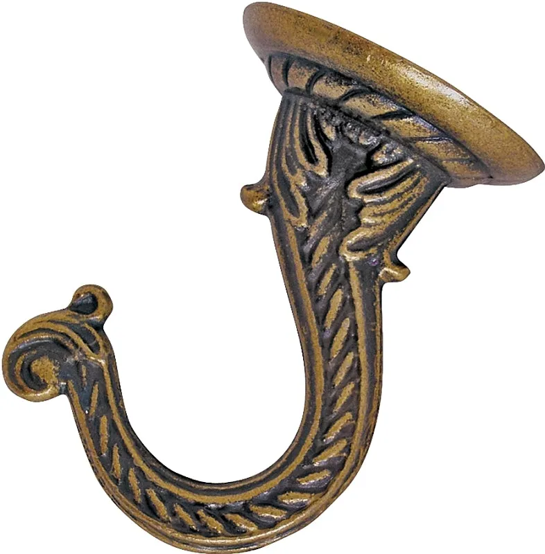 Landscapers Select GB0073L Ceiling Hook, 2.5 in L, Zinc Alloy, Antique Brass, Wall Mount Mounting :CD: QUANTITY: 1