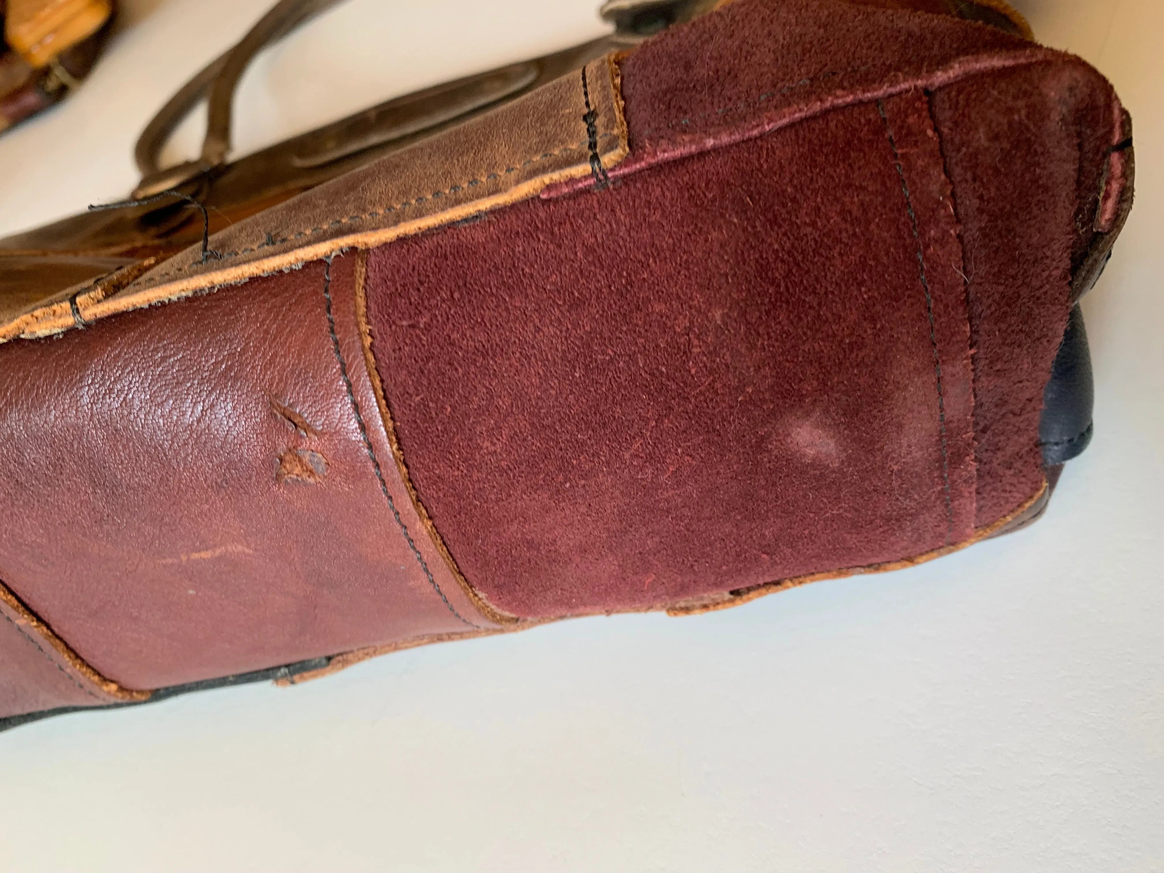 Leather Fall Colored Patchwork Handbag circa 1990s