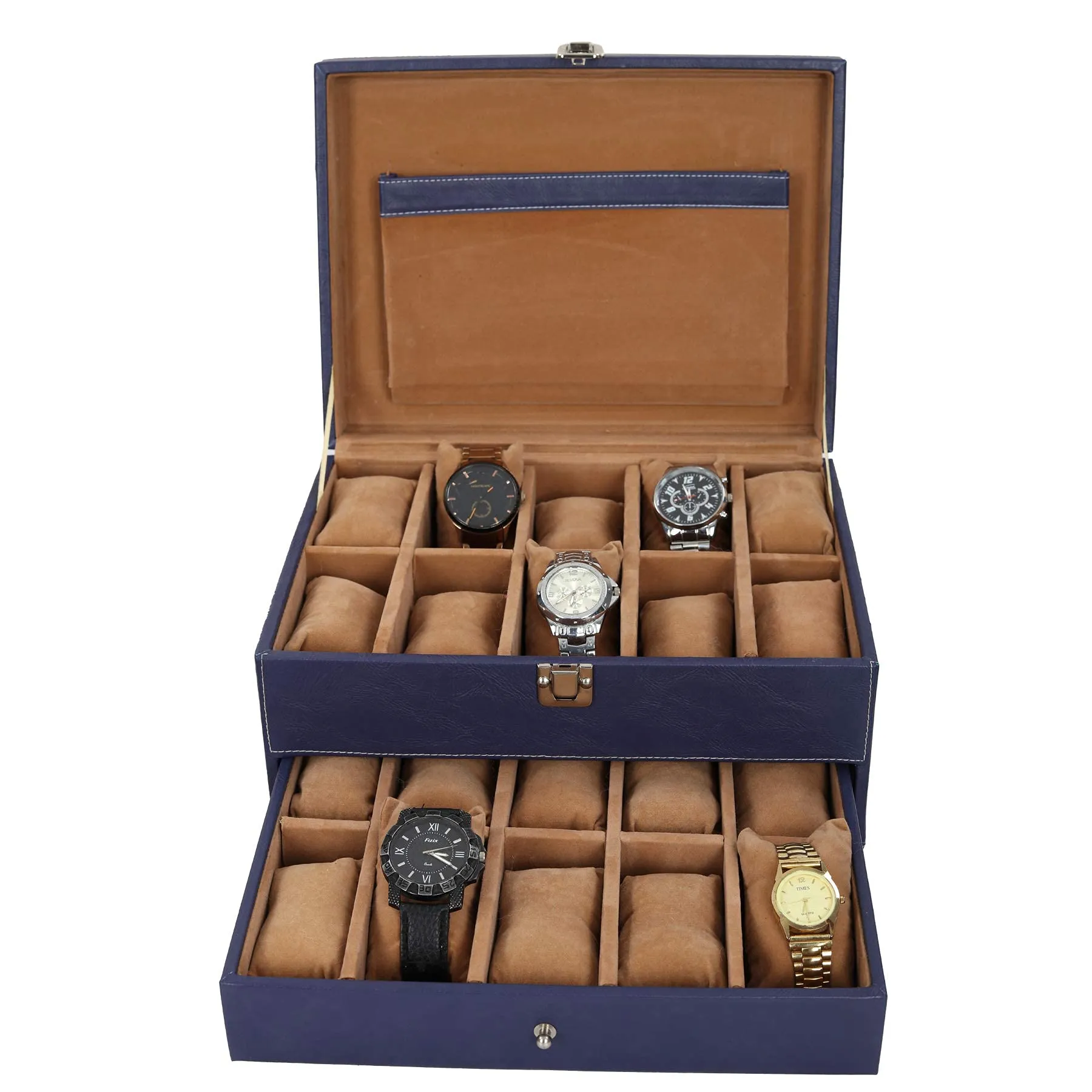 Leather World Unisex Classical 20 Slots Watch Organiser Box