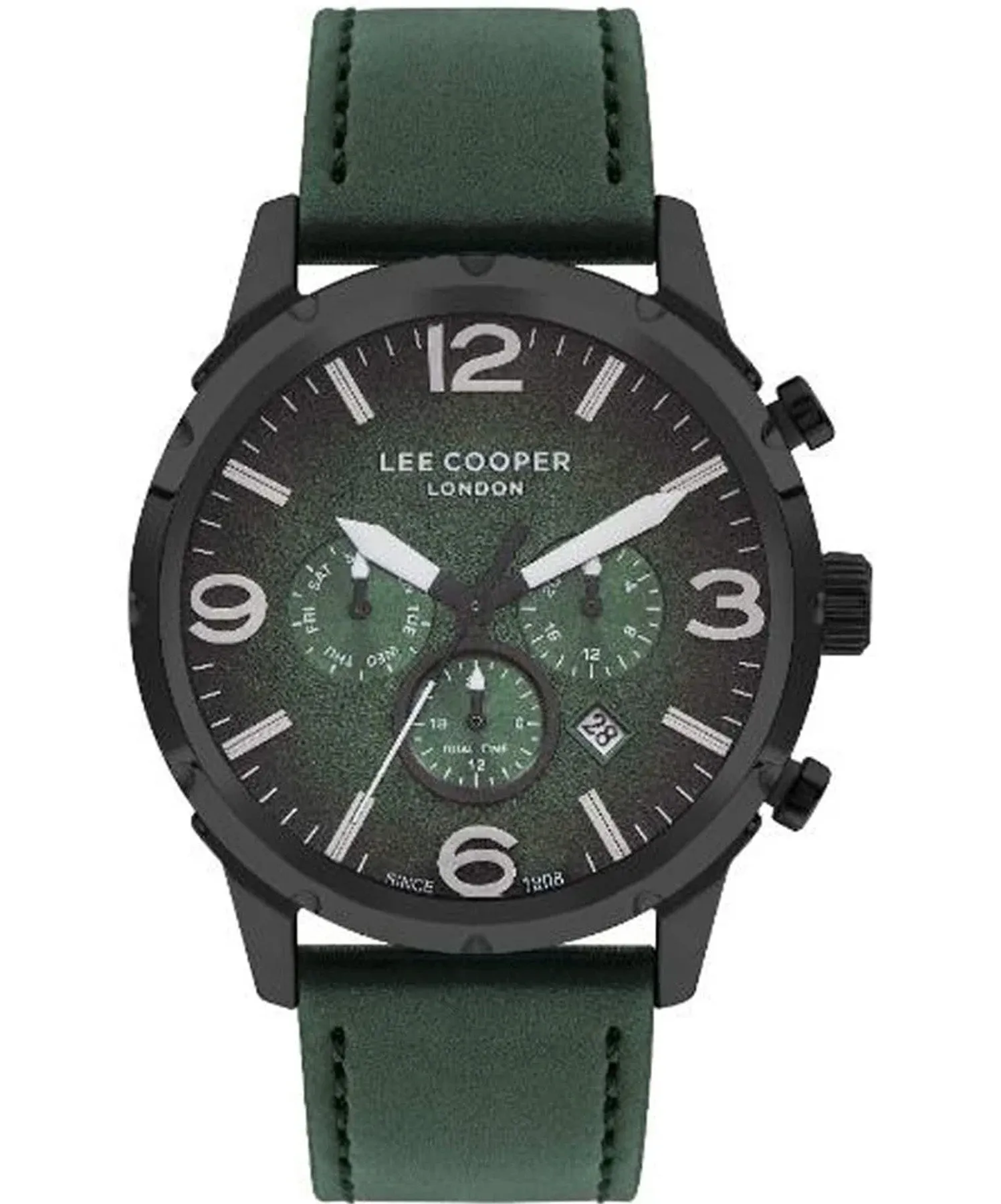 Lee Cooper  Men's Watch Green Dial Green Leather Strap, LC07671.677