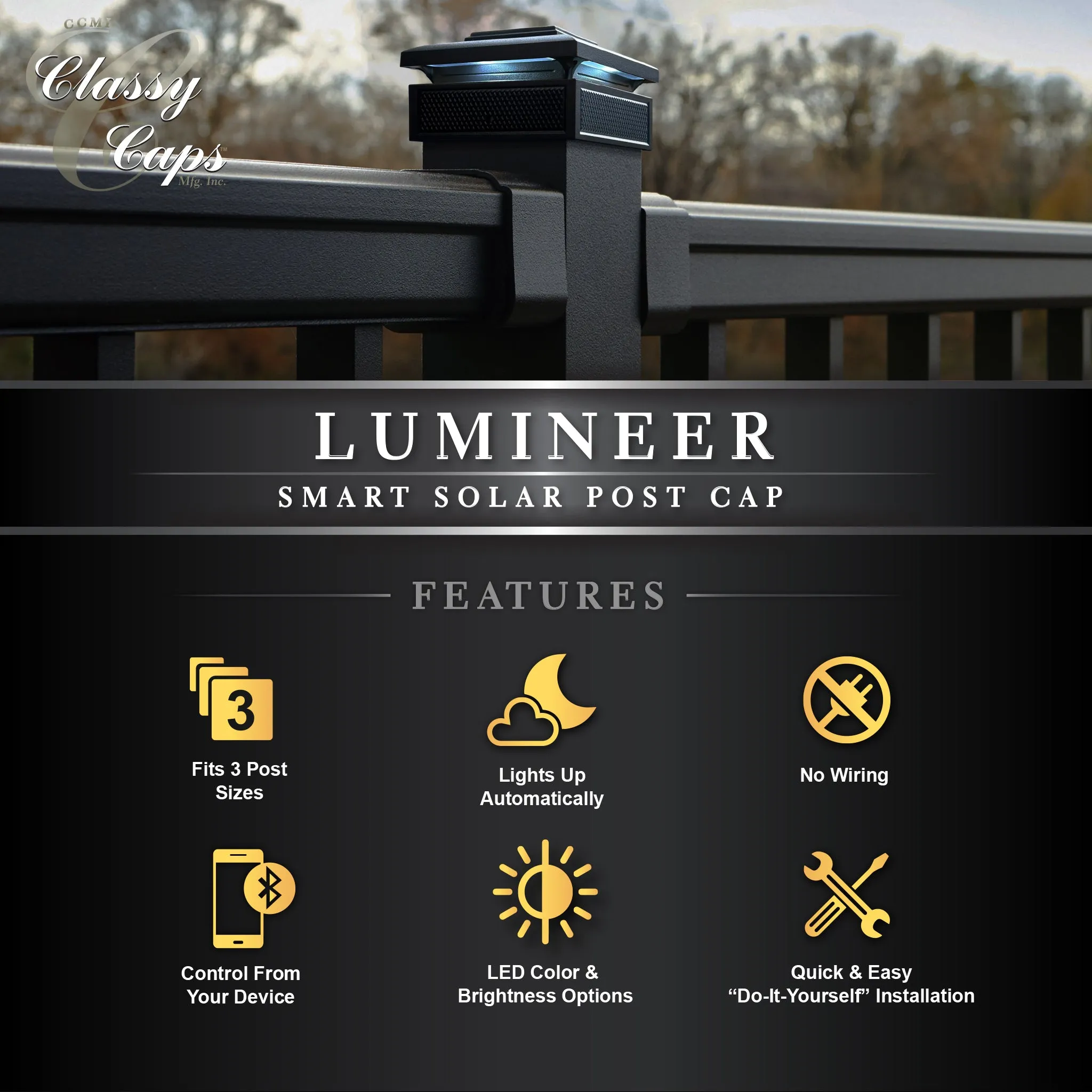 Lumineer Smart Solar Post Cap - Black