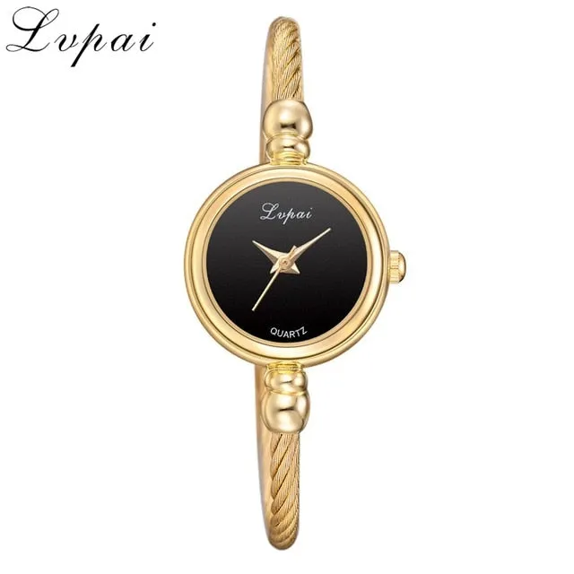 Lvpai Women Small Gold Bangle Bracelet Luxury Watches Stainless Steel Ladies Quartz Wristwatch Brand Casual Women Dress Colck