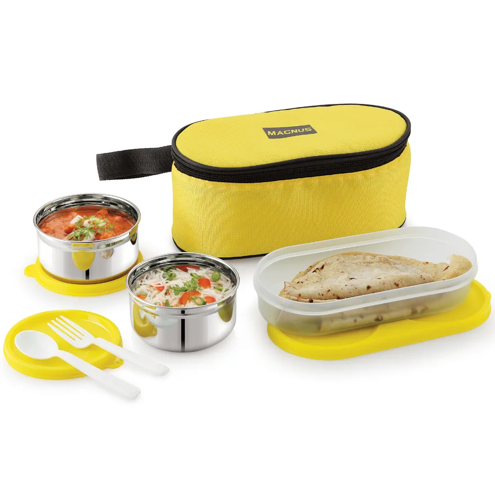 Magnus Feast 3 Leakproof Office Lunch Box with Bag (1150 ml)