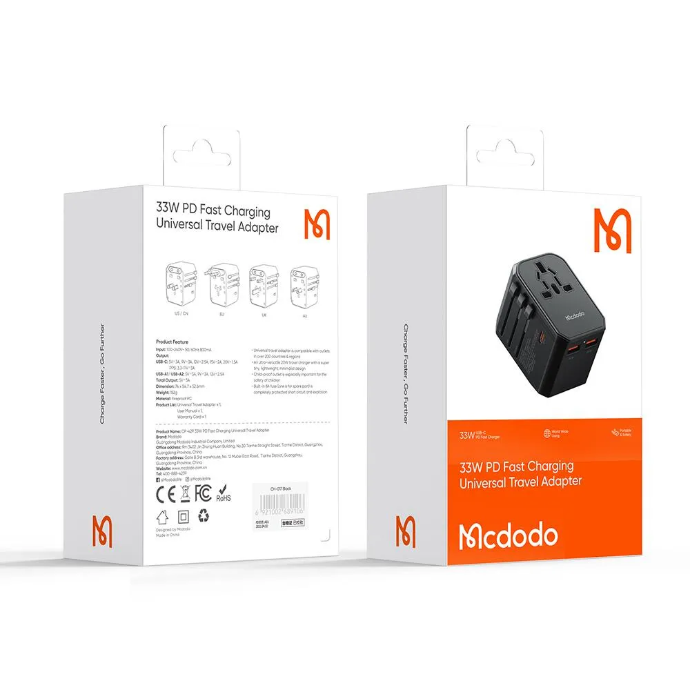 Mcdodo G2 33W PD Universal Adapter (Fast Charging)