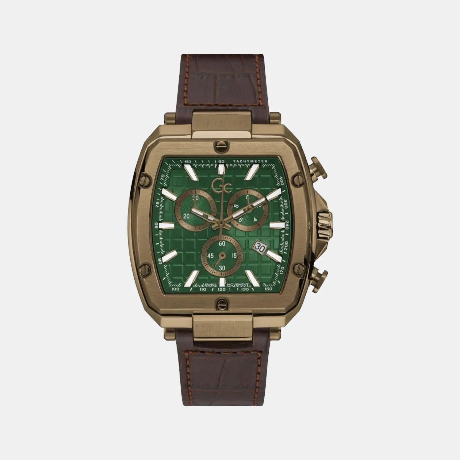 Men's Green Leather Chronograph Watch Y83002G5MF