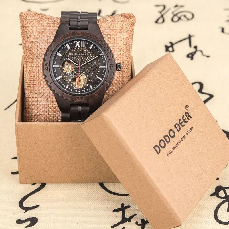 Men's Mechanical 50M Waterproof Wooden Watch