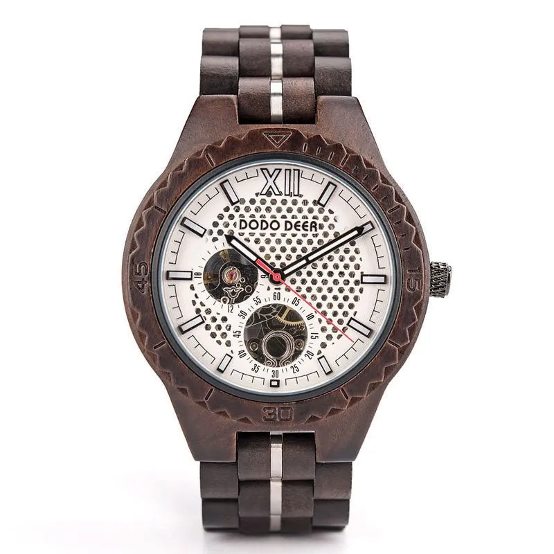 Men's Mechanical 50M Waterproof Wooden Watch