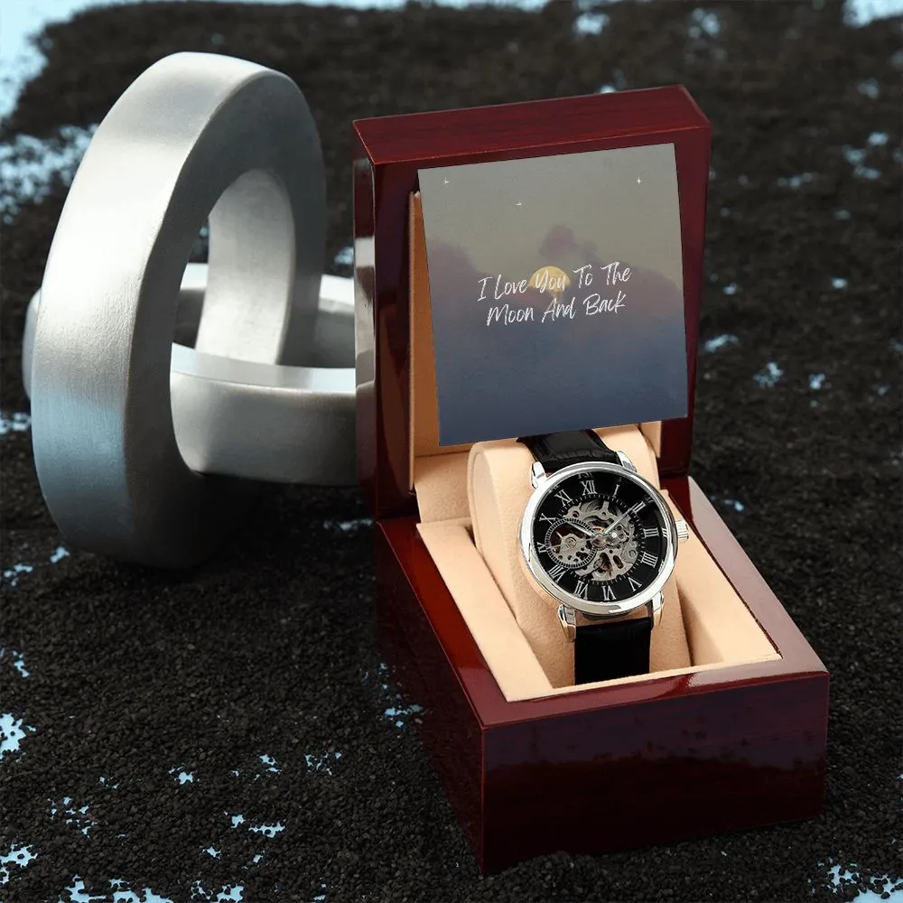 Men's Openwork Watch Gifts for Husband, Boyfriend, Fiancé Gifts Water Resistant