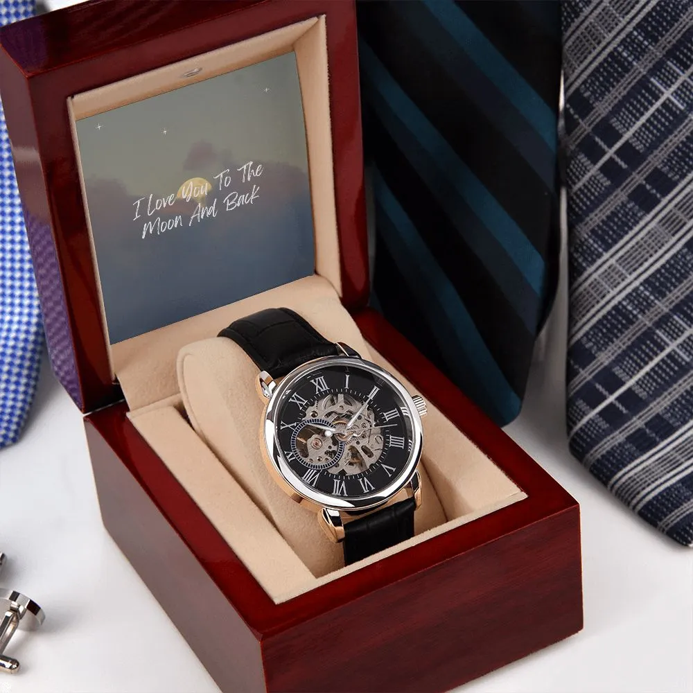 Men's Openwork Watch Gifts for Husband, Boyfriend, Fiancé Gifts Water Resistant