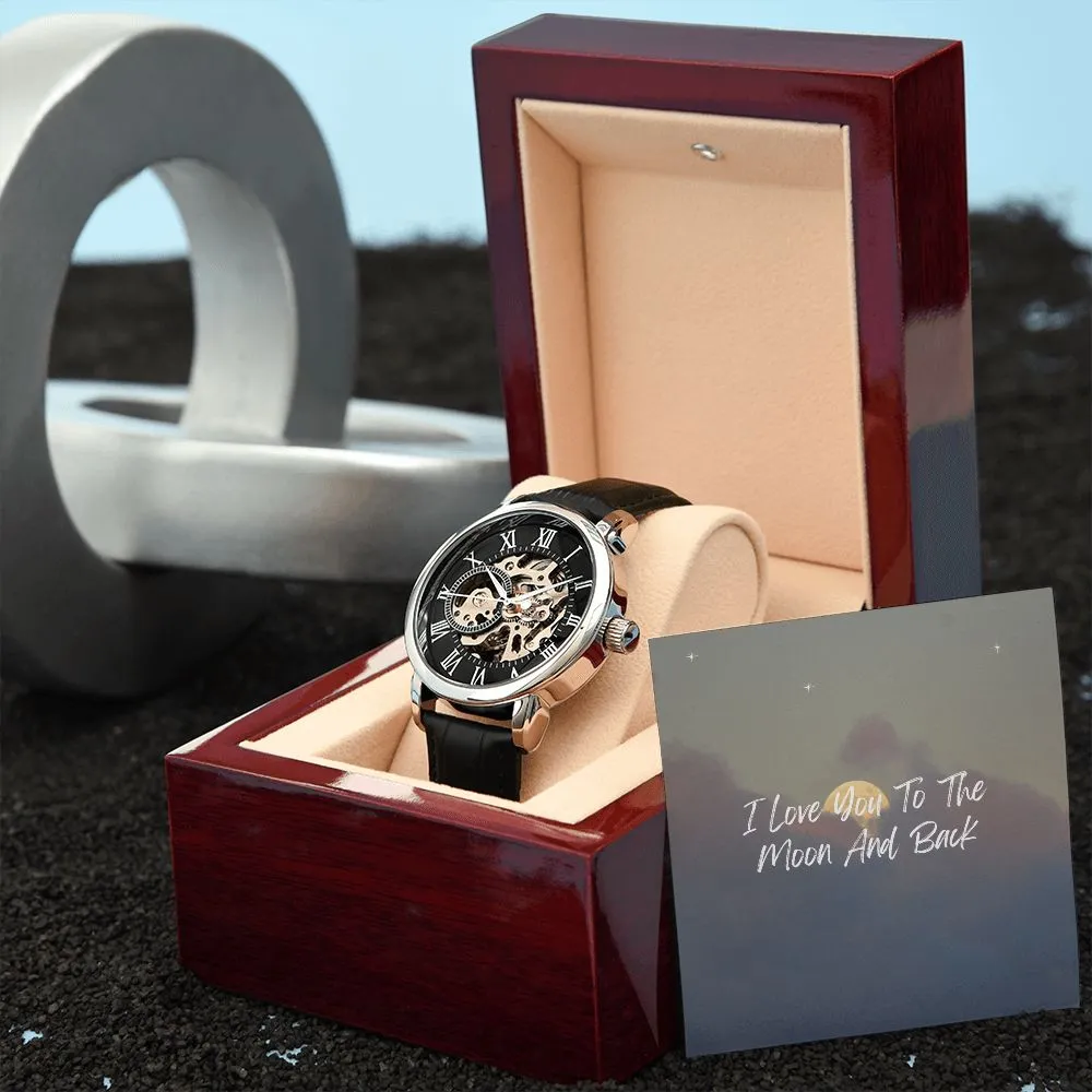 Men's Openwork Watch Gifts for Husband, Boyfriend, Fiancé Gifts Water Resistant